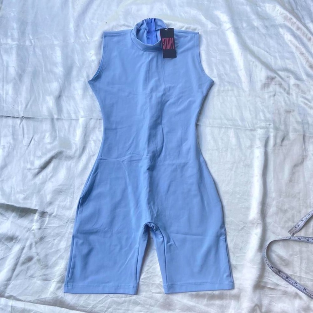 Stript blue coco biker jumpsuit